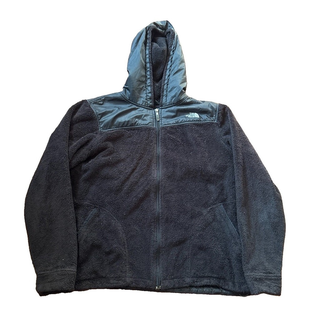 The North Face Fleece Hoodie Womens XL Black Full Zip Casual Outdoor Soft Hooded